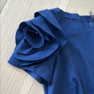 Elegant Navy Blue Women's Floral Sleeve Maternity Dress